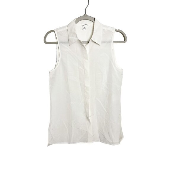 Club Monaco Sleeveless Silk Button Down Top 100% Silk Blouse White Size Small - Picture 1 of 5